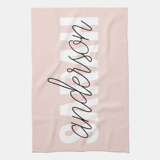 Moderne Pasta Pink Schönheit Personalisiert Geschirrtuch (Vertikal)