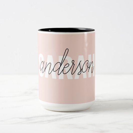 Moderne Pasta Pink Schönheit Personalisiert Zweifarbige Tasse (Mittel)