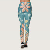 Moderne Pastel abstrakte Blume in blau-gelb beige Leggings (Rückseite)