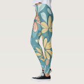 Moderne Pastel abstrakte Blume in blau-gelb beige Leggings (Links)