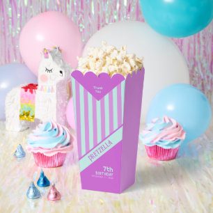 Moderne Pastel Aquamarin Pink Streifen Popcorn Gef Geschenkschachtel
