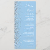 Moderne Pastel Baby Blue Silver Glitzer Wedding Menükarte (Vorderseite)