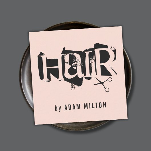Moderne Pastel Black Scissors Friseur Stylist Quadratische Visitenkarte