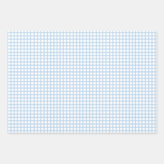 Moderne Pastel Blue Gingham Wrapping Paper Sheets Geschenkpapier Set (Vorderseite 2)