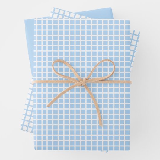 Moderne Pastel Blue Gingham Wrapping Paper Sheets Geschenkpapier Set (Beispiel)