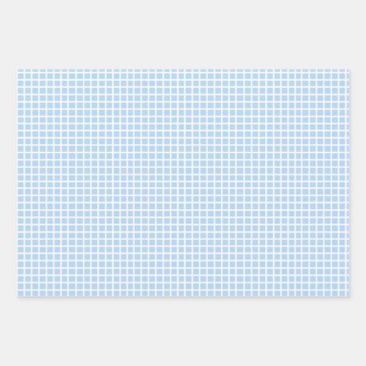 Moderne Pastel Blue Gingham Wrapping Paper Sheets Geschenkpapier Set (Vorderseite)