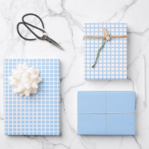 Moderne Pastel Blue Gingham Wrapping Paper Sheets Geschenkpapier Set