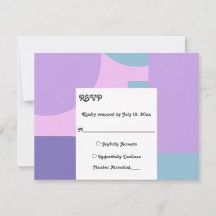 Moderne Pastel Blue Lila Retro Abstrakte Hochzeit RSVP Karte