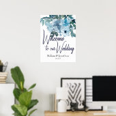 Moderne Pastel Blue Rose Hochzeitssymbol Poster (Heimbüro)