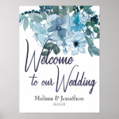 Moderne Pastel Blue Rose Hochzeitssymbol Poster (Vorne)