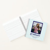 Moderne Pastel Blue Stripes Foto Abschluss Guest Notizblock (Innenseite)