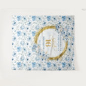 Moderne Pastel Blue Sweet 16 Gold Glitzer Hintergr Wandteppich (Vorderseite (Horizontal))