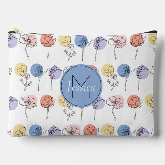 Moderne Pastel Blume Muster Personalisiert Zubehörtasche (Vorderseite)