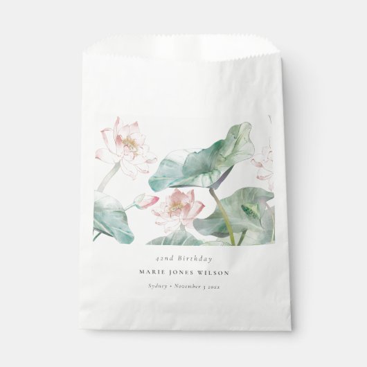 Moderne Pastel Blush Wasserlilie jedes Lebensalter Geschenktütchen (Vorderseite)