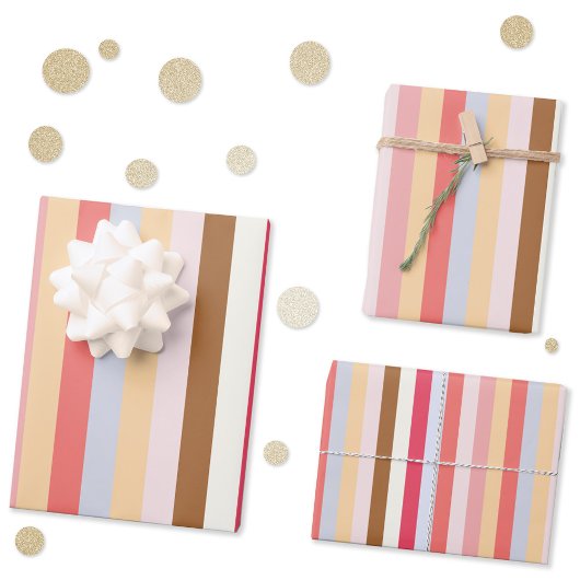 Moderne Pastel Candy Stripe Geschenkpapier Set