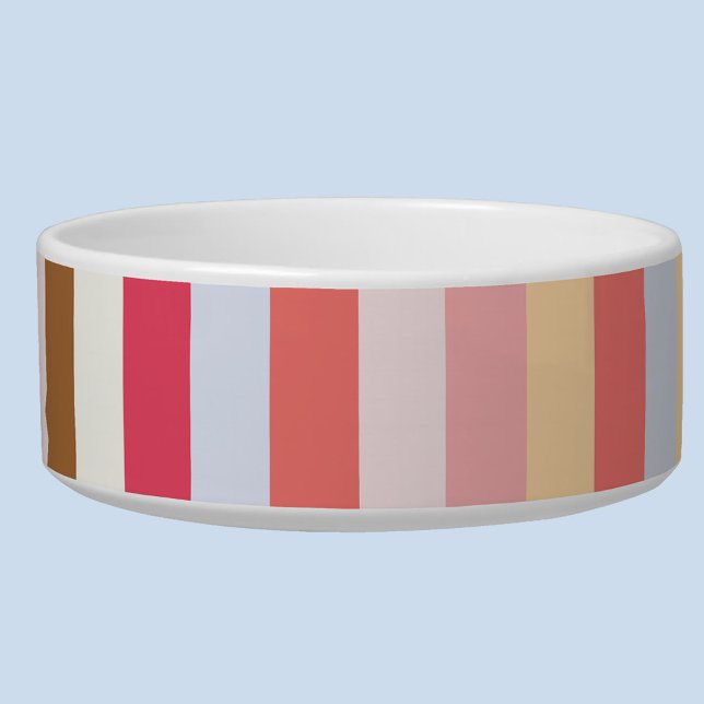 Moderne Pastel Candy Stripe Napf (Striped pastel pet bowl)