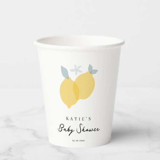 Moderne Pastel Citrus Lemons Kinderdusche Pappbecher (Vorderseite)