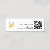 Moderne Pastel Citrus Zitronen QR Code Minimal Mini Visitenkarte (Rückseite)