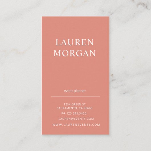 Moderne Pastel Coral Monogram Business Card Visitenkarte (Rückseite)