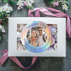 Moderne Pastel Custom Holographic Wedding Vielen D Runder Aufkleber