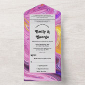 Moderne Pastel farbenfrohe Galaxie Abstrakte Hochz All In One Einladung (Innen Boden)