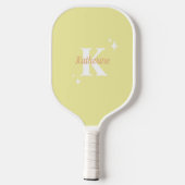 Moderne Pastel Gelbe Mit Monogramm Feminine Pickleball Schläger (Rückseite)