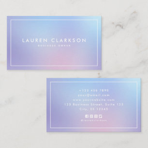 Moderne Pastel Gradient Ombre, Social Media Icons Visitenkarte