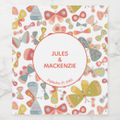 Moderne Pastel Graphic Butterfly-Muster Hochzeit Weinetikett (Einzelnes Label)