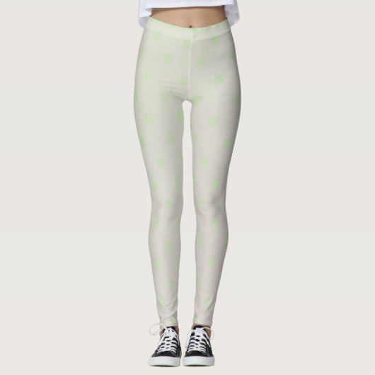 Moderne Pastel Green Polka Dot Leggings (Vorderseite)