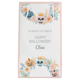 Moderne Pastel Halloween Skull Fall Spooky florale Kleine Geschenktüte