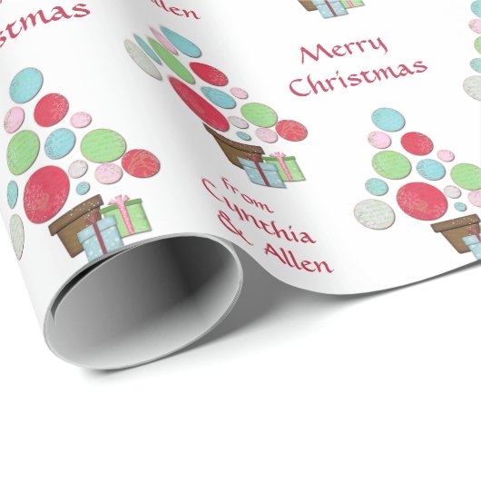 Moderne Pastel Holiday Tree Personalisiert Geschenkpapier (Rolleneckpunkt)