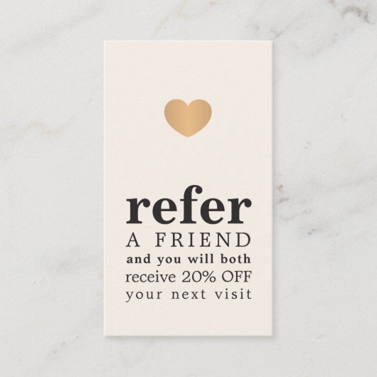 Moderne Pastel Imitats Gold Herberge Empfehlungskarte (Vorderseite)