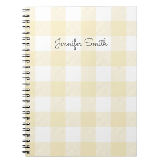 Moderne Pastel Lemon und White Gingham Karo Notizblock (Vorderseite)