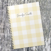 Moderne Pastel Lemon und White Gingham Karo Notizblock