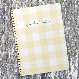 Moderne Pastel Lemon und White Gingham Karo Notizblock