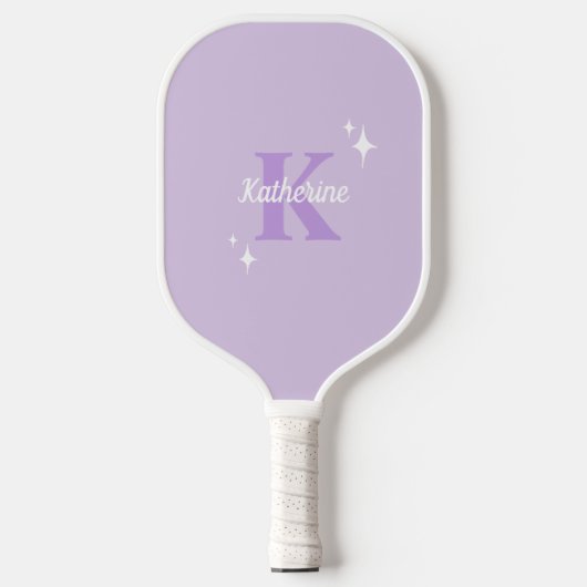 Moderne Pastel Lila Mit Monogramm Pickleball Schläger (Vorderseite)