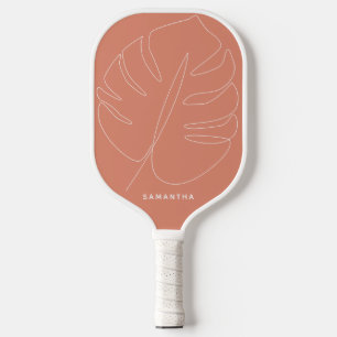 Moderne Pastel-Mandarine Tropische Leaf-Linie Zeic Pickleball Schläger