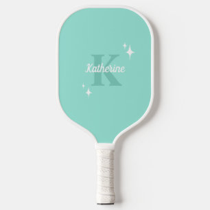 Moderne Pastel Mint Mit Monogramm Feminine Pickleball Schläger