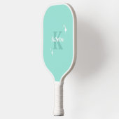 Moderne Pastel Mint Mit Monogramm Feminine Pickleball Schläger (Links)