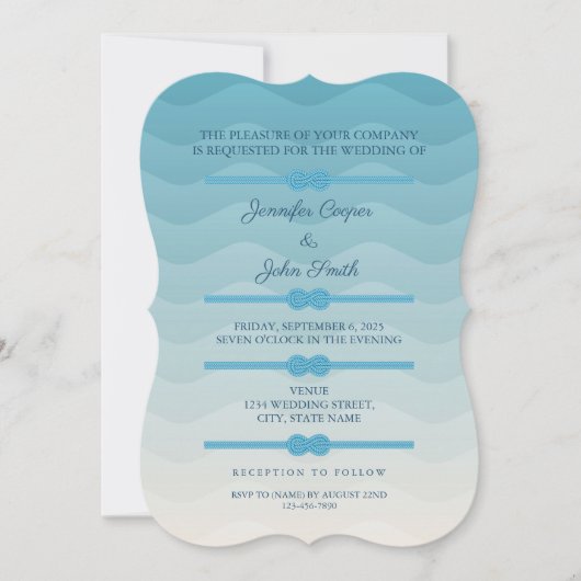 Moderne Pastel Ombre Blue Wave Wedding Einladung (Vorderseite)