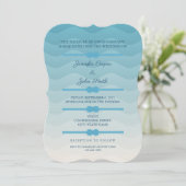Moderne Pastel Ombre Blue Wave Wedding Einladung (Stehend Vorderseite)