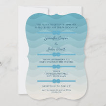 Moderne Pastel Ombre Blue Wave Wedding Einladung