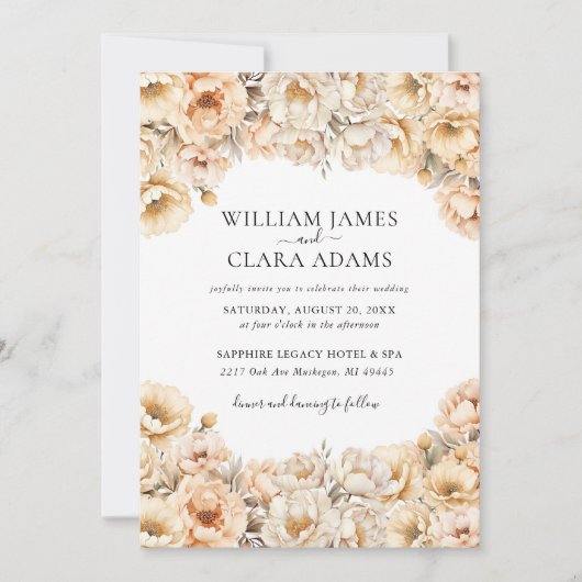 Moderne Pastel Peony Einladung (Vorderseite)