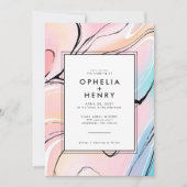 Moderne Pastel Pink Aqua Marmorhochzeit Einladung (Vorderseite)