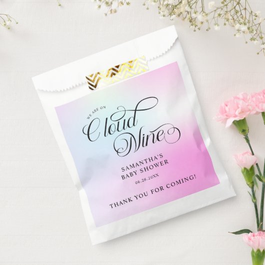 Moderne Pastel Pink Cloud Nine Baby Dusche Geschenktütchen (Versiegelt)