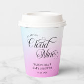 Moderne Pastel Pink Cloud Nine Baby Dusche Pappbecher (Rückseite)