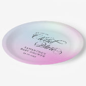 Moderne Pastel Pink Cloud Nine Baby Dusche Pappteller (Schrägansicht)