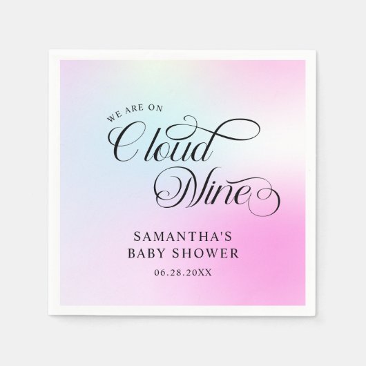 Moderne Pastel Pink Cloud Nine Baby Dusche Serviette (Vorderseite)