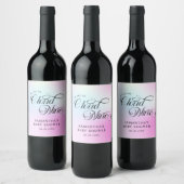 Moderne Pastel Pink Cloud Nine Baby Dusche Weinetikett (Flaschen)