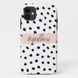 Moderne Pastel Pink Girl Boss & Black Dots Case-Mate iPhone Hülle